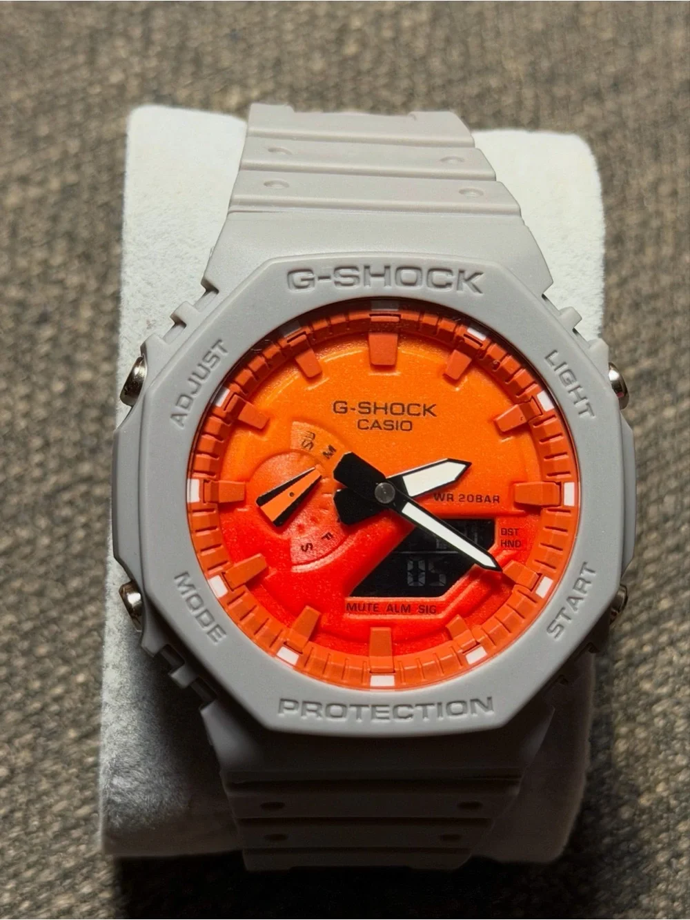 G-Shock Casio White and Orange Analog-Digital Watch